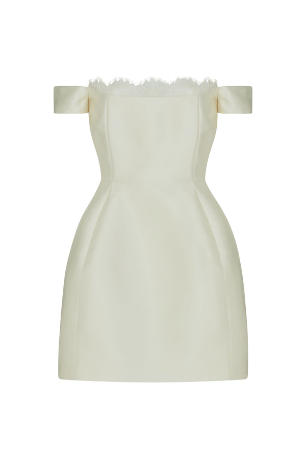 De La Vali IDAIRA MINI DRESS IN IVORY TWILL