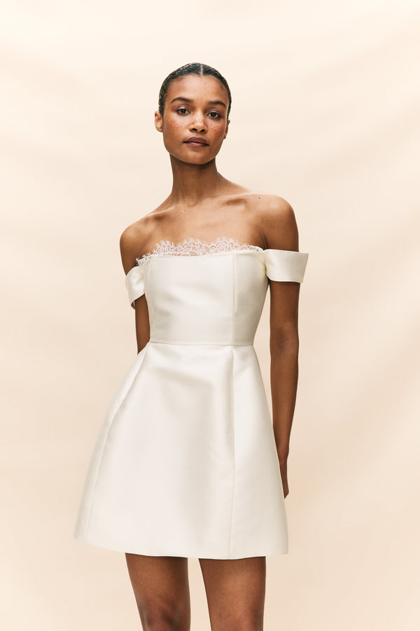 de la vali IDAIRA MINI DRESS IN IVORY TWILL