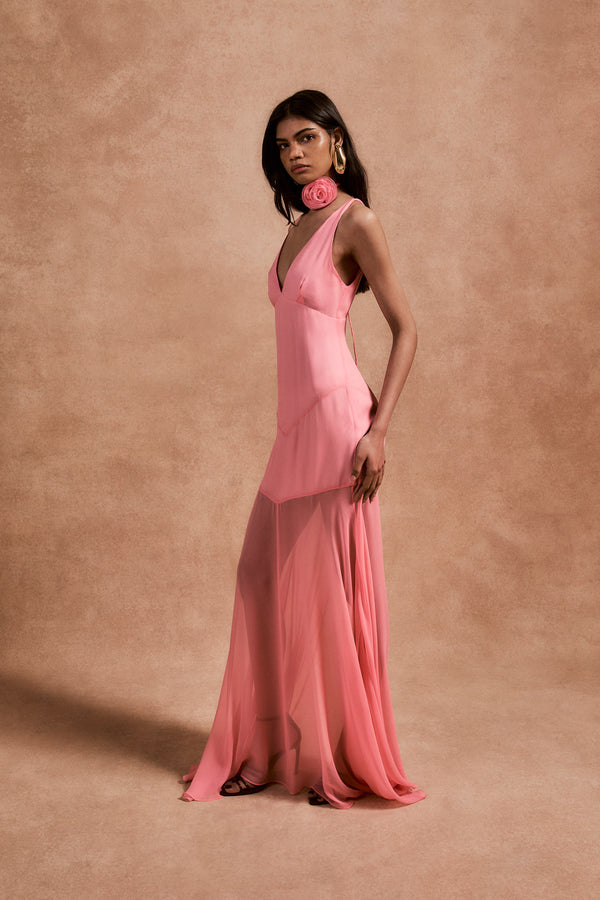 De La Vali KATJA MAXI DRESS IN BALLET SILK CHIFFON