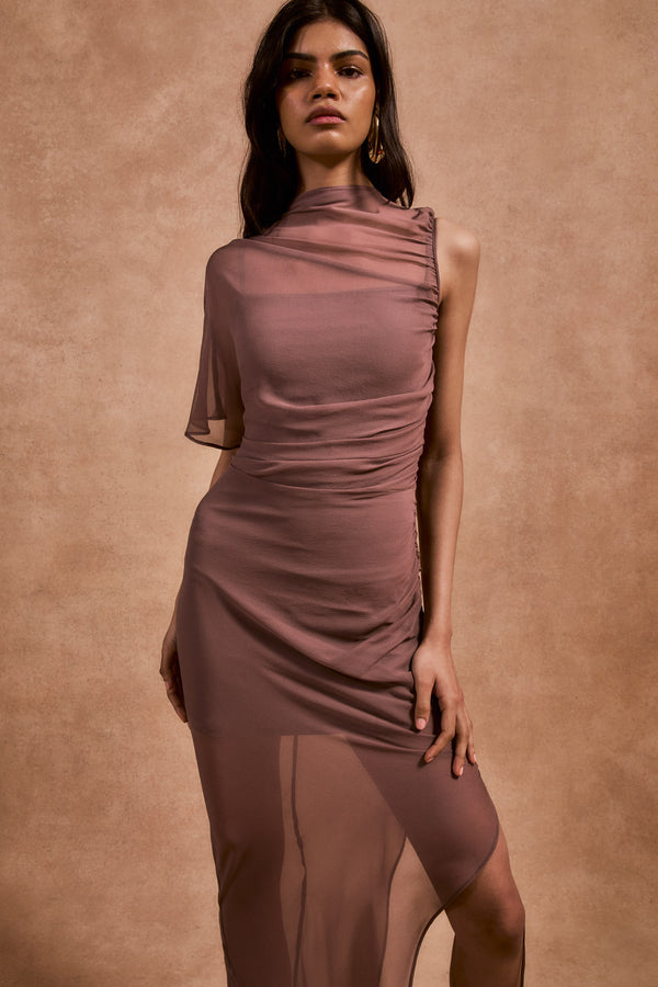De La Vali LUCHO MAXI DRESS IN ASH SILK CHIFFON