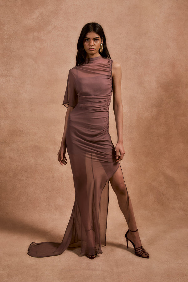 de la vali LUCHO MAXI DRESS IN ASH SILK CHIFFON