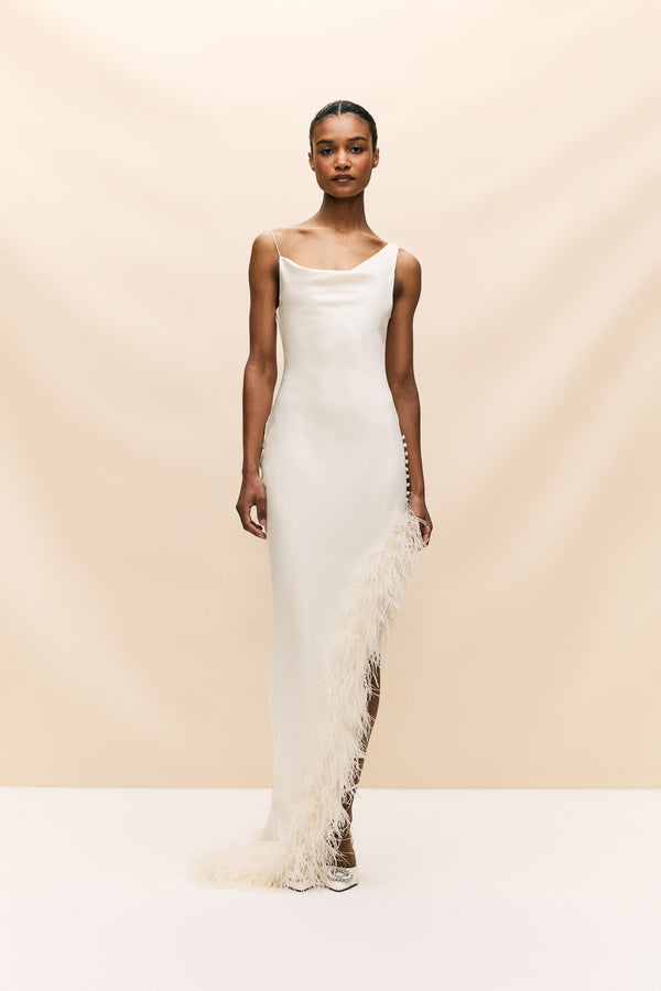 de la vali MATISSE MIDI DRESS IN IVORY SILK SATIN