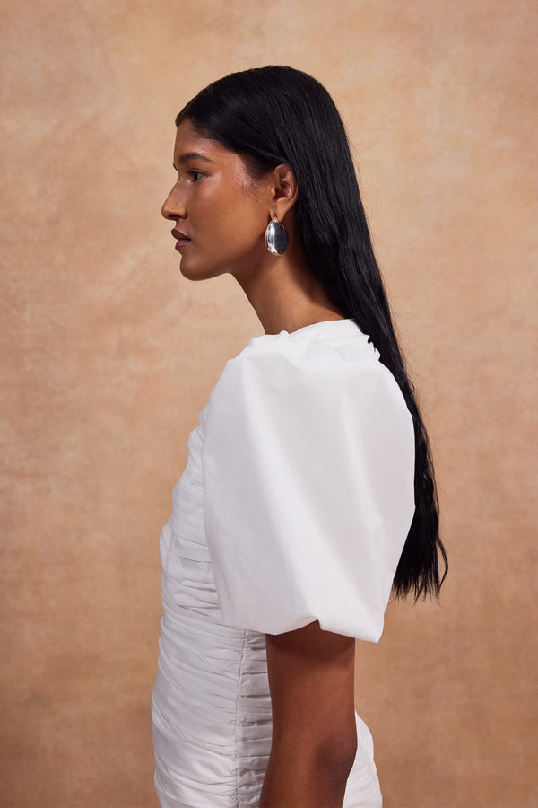 De La Vali MENCIA MIDI DRESS IN WHITE COTTON