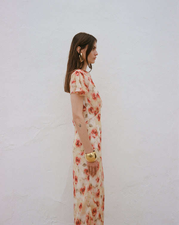 De La Vali PAREO MAXI DRESS SILK CHIFFON LA ROSA