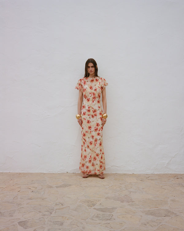 de la vali PAREO MAXI DRESS SILK CHIFFON LA ROSA