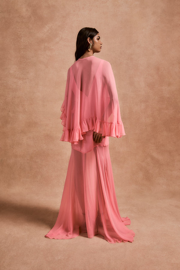 De La Vali PRECIOSO CAPE IN BALLET SILK CHIFFON
