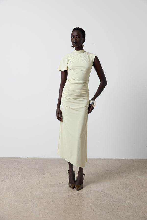 De La Vali GALLARDO MIDI DRESS IN BUTTERCREAM SPANDEX JERSEY