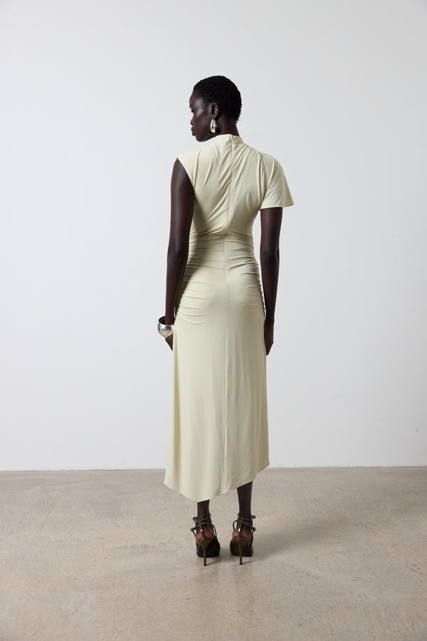 De La Vali GALLARDO MIDI DRESS IN BUTTERCREAM SPANDEX JERSEY
