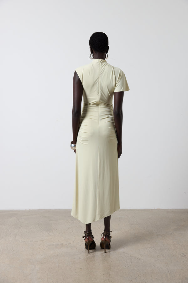 De La Vali GALLARDO MIDI DRESS IN BUTTERCREAM SPANDEX JERSEY