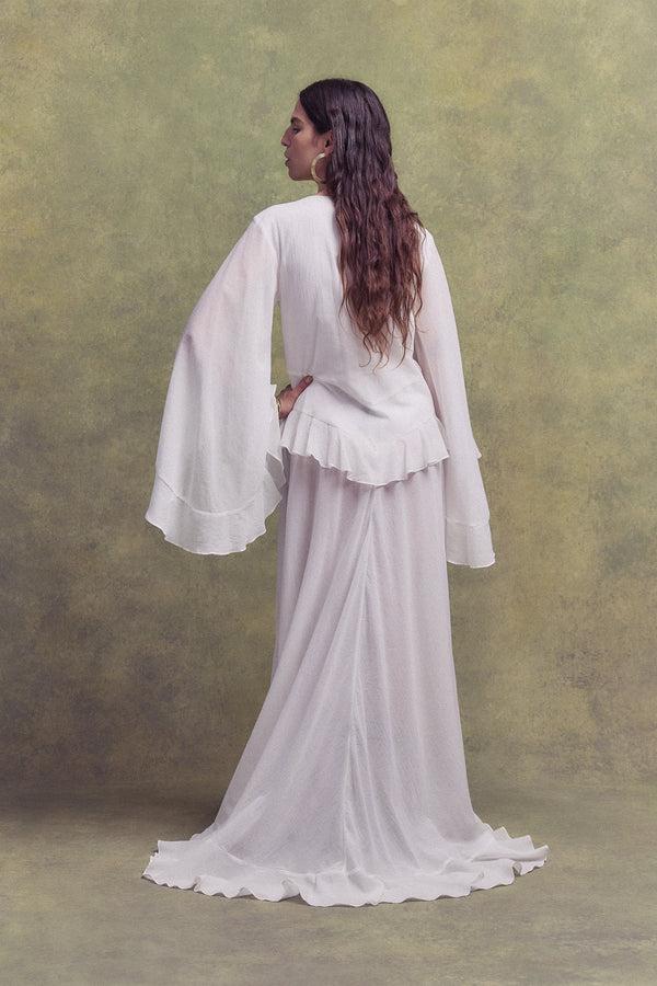 De La Vali HELIA KIMONO IN WHITE LIGHTWEIGHT COTTON