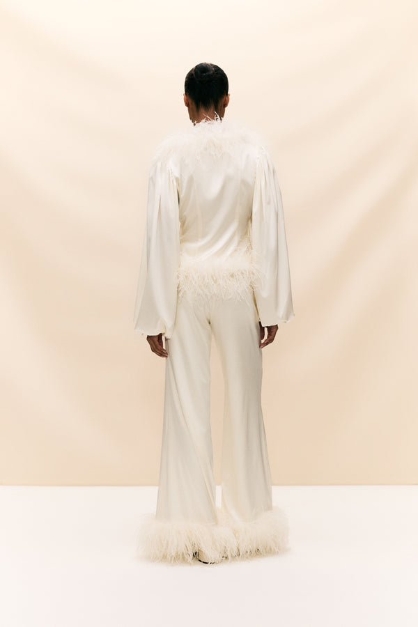 De La Vali LIBERTY TOP SILK IN IVORY SATIN (MADE TO ORDER)