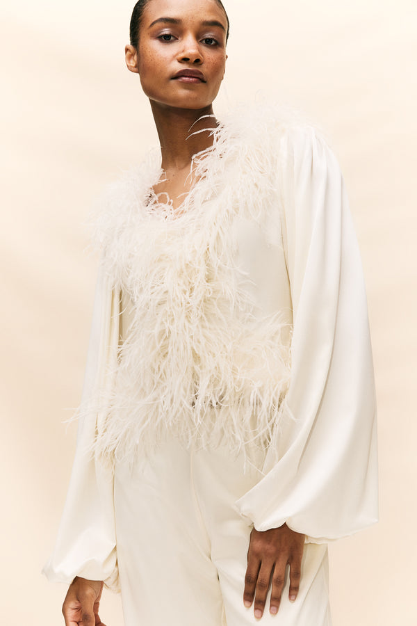 de la vali LIBERTY TOP SILK IN IVORY SATIN (MADE TO ORDER)