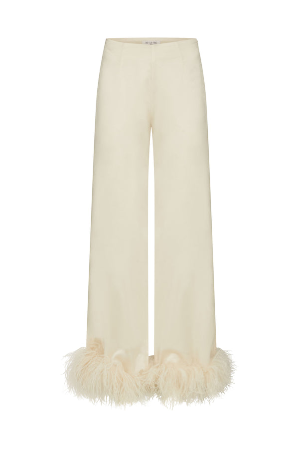 De La Vali LIBERTY TROUSER SILK IN IVORY SATIN (MADE TO ORDER)