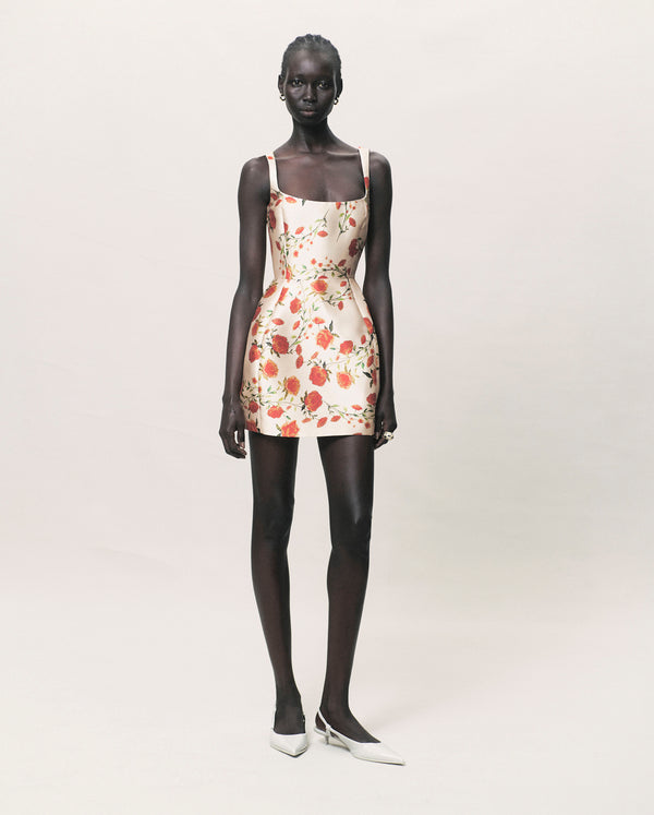 de la vali LOLA MINI DRESS IN IVORY & RED FLOR DE AMOR