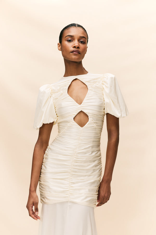 De La Vali OLYMPIA MAXI DRESS IN IVORY SILK SATIN (MADE TO ORDER)