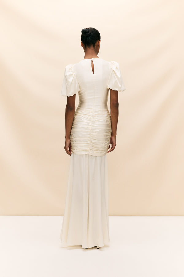 De La Vali OLYMPIA MAXI DRESS IN IVORY SILK SATIN (MADE TO ORDER)