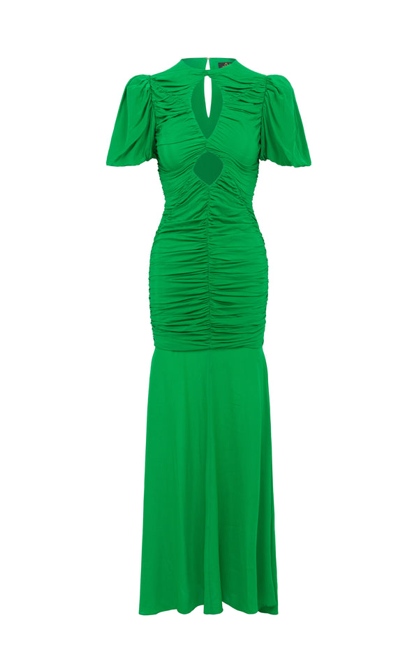 De La Vali OLYMPIA MAXI DRESS IN PALM GREEN VISCOSE CDC