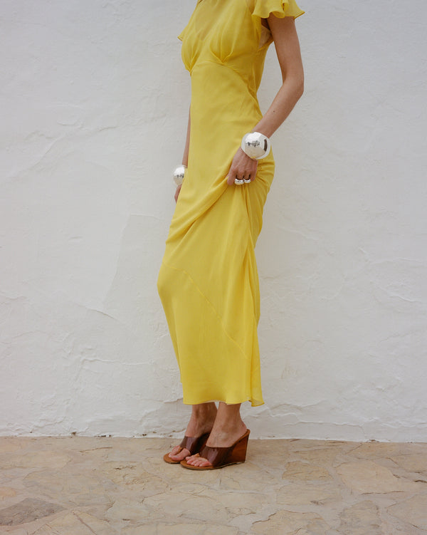 De La Vali PAREO MAXI DRESS SILK CHIFFON SUN YELLOW