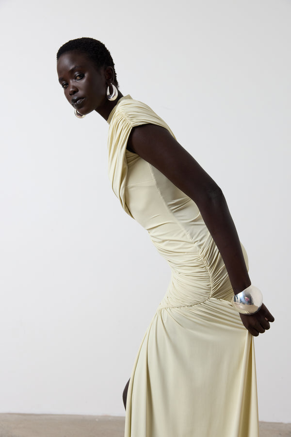 De La Vali RAVENNA MINI DRESS IN BUTTERCREAM SPANDEX JERSEY