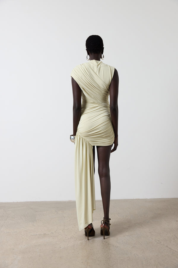 De La Vali RAVENNA MINI DRESS IN BUTTERCREAM SPANDEX JERSEY