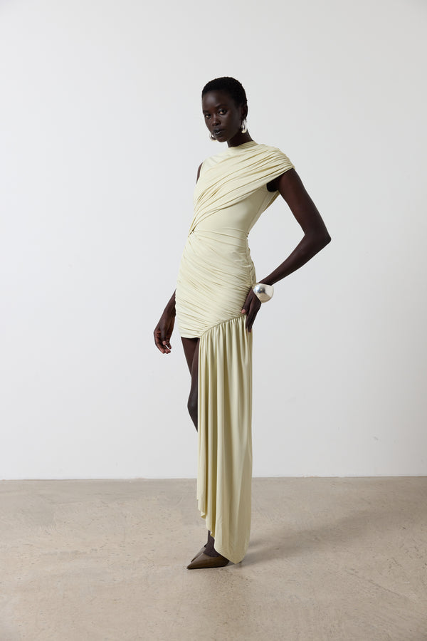 de la vali RAVENNA MINI DRESS IN BUTTERCREAM SPANDEX JERSEY