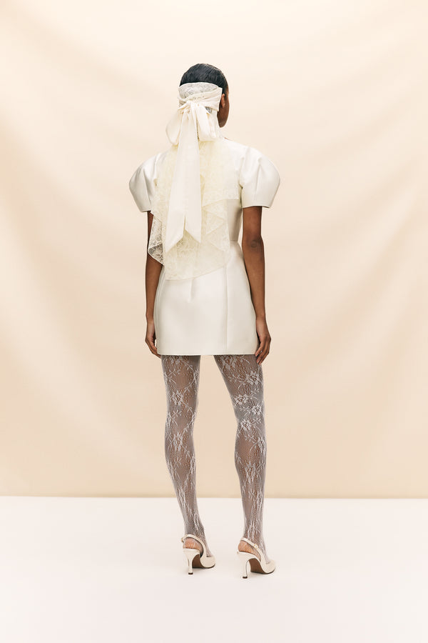 De La Vali SATIN BOW VEIL IN IVORY LACE (MADE TO ORDER)