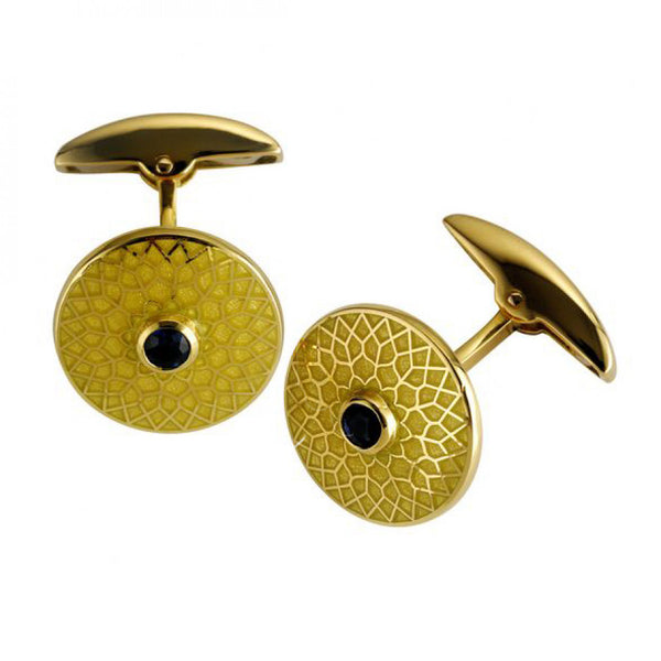 deakin & francis 18ct Gold "Big Ben" Patterned Enamel Cufflinks