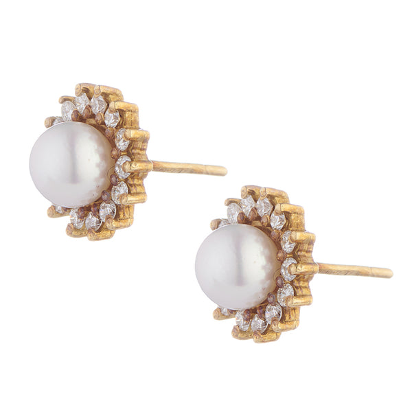 Deakin & Francis 18ct Gold Diamond And Cultured Pearl Cluster Earrings