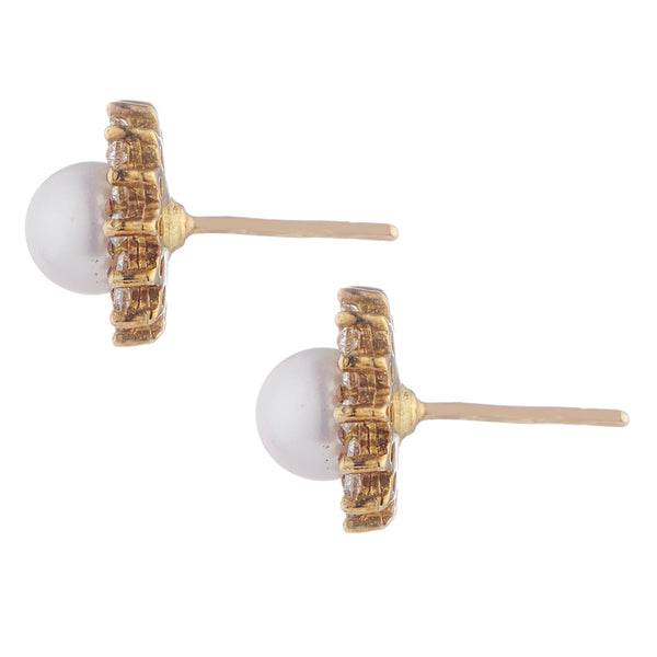 Deakin & Francis 18ct Gold Diamond And Cultured Pearl Cluster Earrings