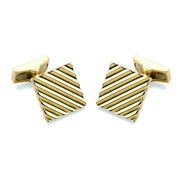 deakin & francis 18ct Gold Square Engine Turned Cufflinks