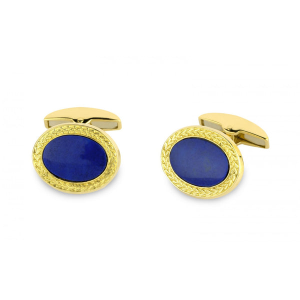 deakin & francis 18ct Gold Wreath Cufflinks with Oval Stone Centre