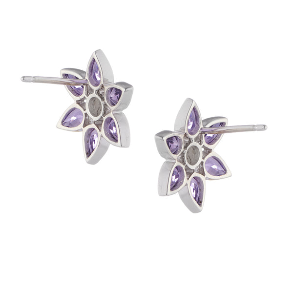 Deakin & Francis 18ct White Gold Amethyst And Diamond Cluster Earrings