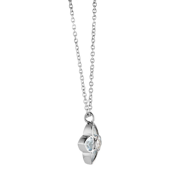 Deakin & Francis 18ct White Gold Aquamarine And Diamond Cluster Pendant