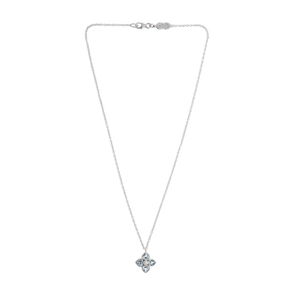 deakin & francis 18ct White Gold Aquamarine And Diamond Cluster Pendant