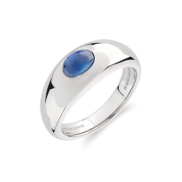 Deakin & Francis 18ct White Gold Cabochon Sapphire Gypsy Ring
