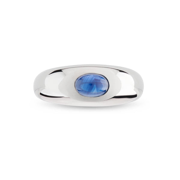deakin & francis 18ct White Gold Cabochon Sapphire Gypsy Ring