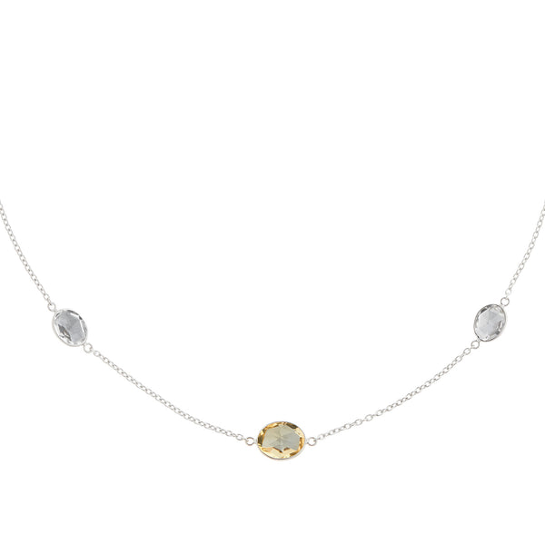 Deakin & Francis 18ct White Gold Citrine And Crystal Spectacle Necklace