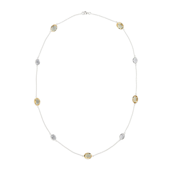 deakin & francis 18ct White Gold Citrine And Crystal Spectacle Necklace