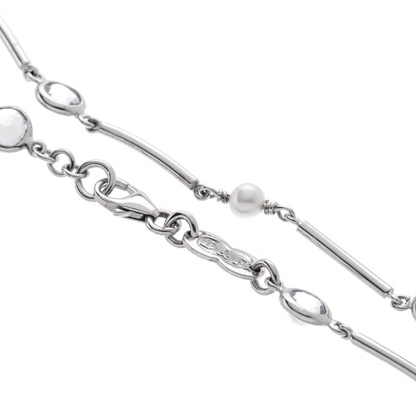 Deakin & Francis 18ct White Gold Cultured Pearl And Aquamarine Bracelet