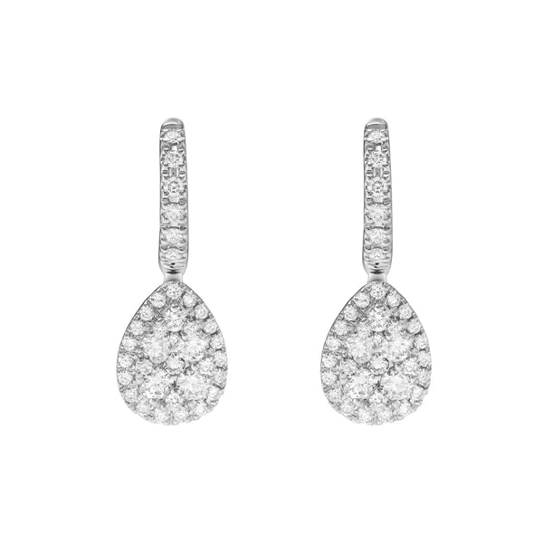 deakin & francis 18ct White Gold Diamond Drop Earrings