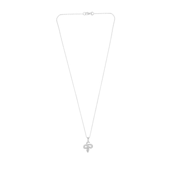 Deakin & Francis 18ct White Gold Diamond Snake Pendant With Ruby Eyes