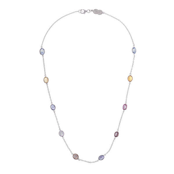 Deakin & Francis 18ct White Gold Fancy Colour Sapphire Necklace