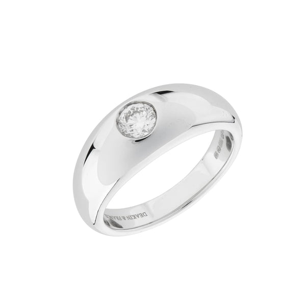 Deakin & Francis 18ct White Gold Gypsy Ring With Central Diamond