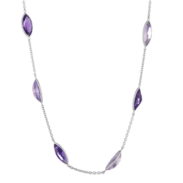 Deakin & Francis 18ct White Gold Light And Dark Amethyst Necklace