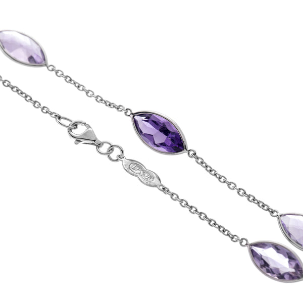 Deakin & Francis 18ct White Gold Light And Dark Amethyst Necklace