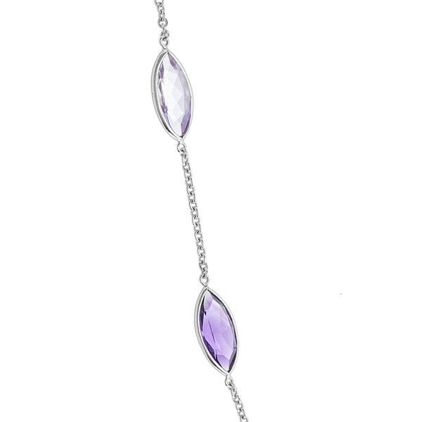 Deakin & Francis 18ct White Gold Light And Dark Amethyst Necklace