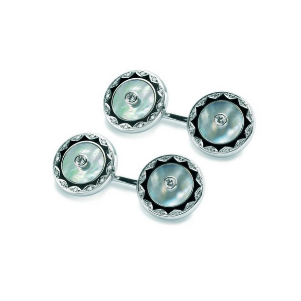 Deakin & Francis 18ct White Gold Mother Of Pearl Dress Set With Diamonds