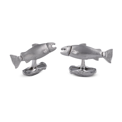 deakin & francis 18ct White Gold Moveable Salmon Cufflinks With Diamond Eyes