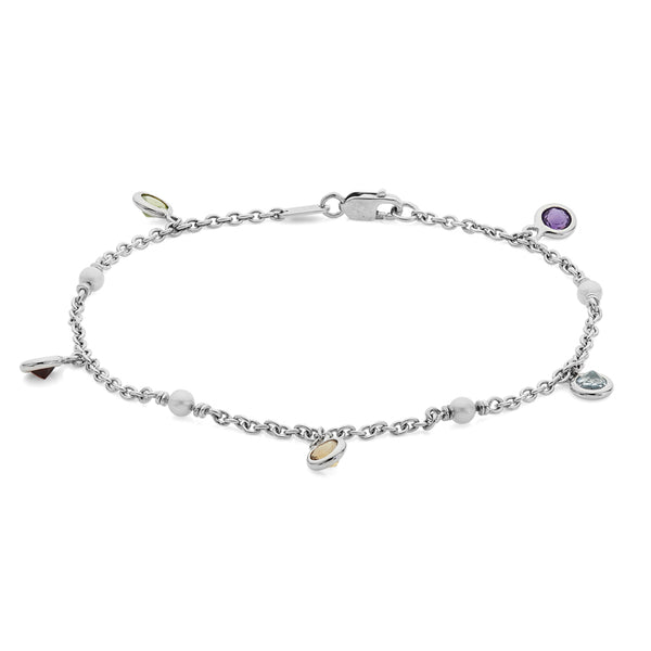 Deakin & Francis 18ct White Gold Multi Gemstone And Cultured Pearl Bracelet