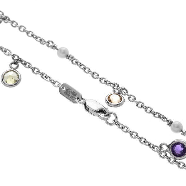 Deakin & Francis 18ct White Gold Multi Gemstone And Cultured Pearl Bracelet